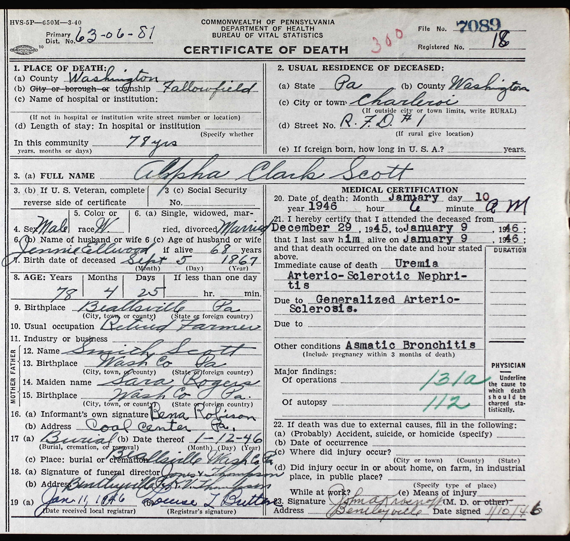death certificate